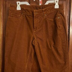 Lands End Brown Corduroy Mid Rise Straight Leg Pants Women Size 8 Casual Winter